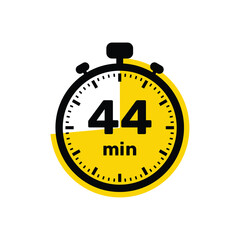 44 Minutes Analog Clock Icon white background design.