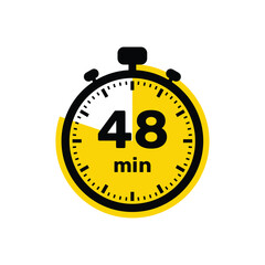 48 Minutes Analog Clock Icon white background design.