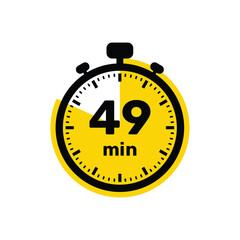 49 Minutes Analog Clock Icon white background design.