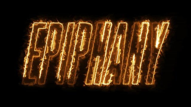 Epiphany animation text effect with fire effect motion light
