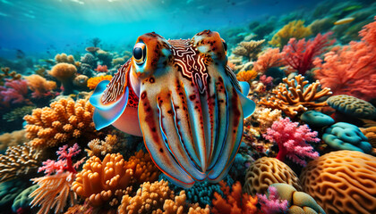 Sepia latimanus, also known as the broadclub cuttlefish, is widely distributed from the Andaman...