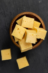 fresh orange cheese cut into cubes