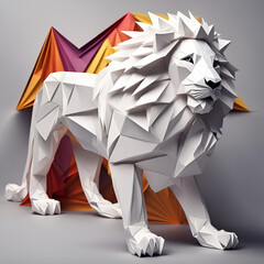 Wolf Fuchs Kopf in geometrischen Formen, wie 3D Papier in weiß wie Origami Falttechnik Jäger Symbol Wappentier Logo Vorlage wildlebende Tiere - obrazy, fototapety, plakaty