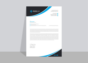 Modern letterhead, corporate official letter, creative abstract professional newsletter, editable vector template design
