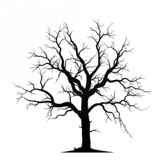 Monochromatic Nature: Silhouetted Dead Tree on White