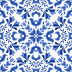 Gorgeous seamless Mediterranean tile islamic background seamless pattern. Decoartive floral portuguese ceramic design
