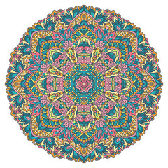 Mandala doodle lines decorated background. Abstract boho ethnic seamless pattern ornamental.
