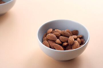 Almonds in a bowl on the table