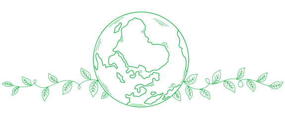 Environment day line art style vector illustration