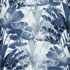 Untitled ArtworkTropical palm tree in the jungle  in blue coulor