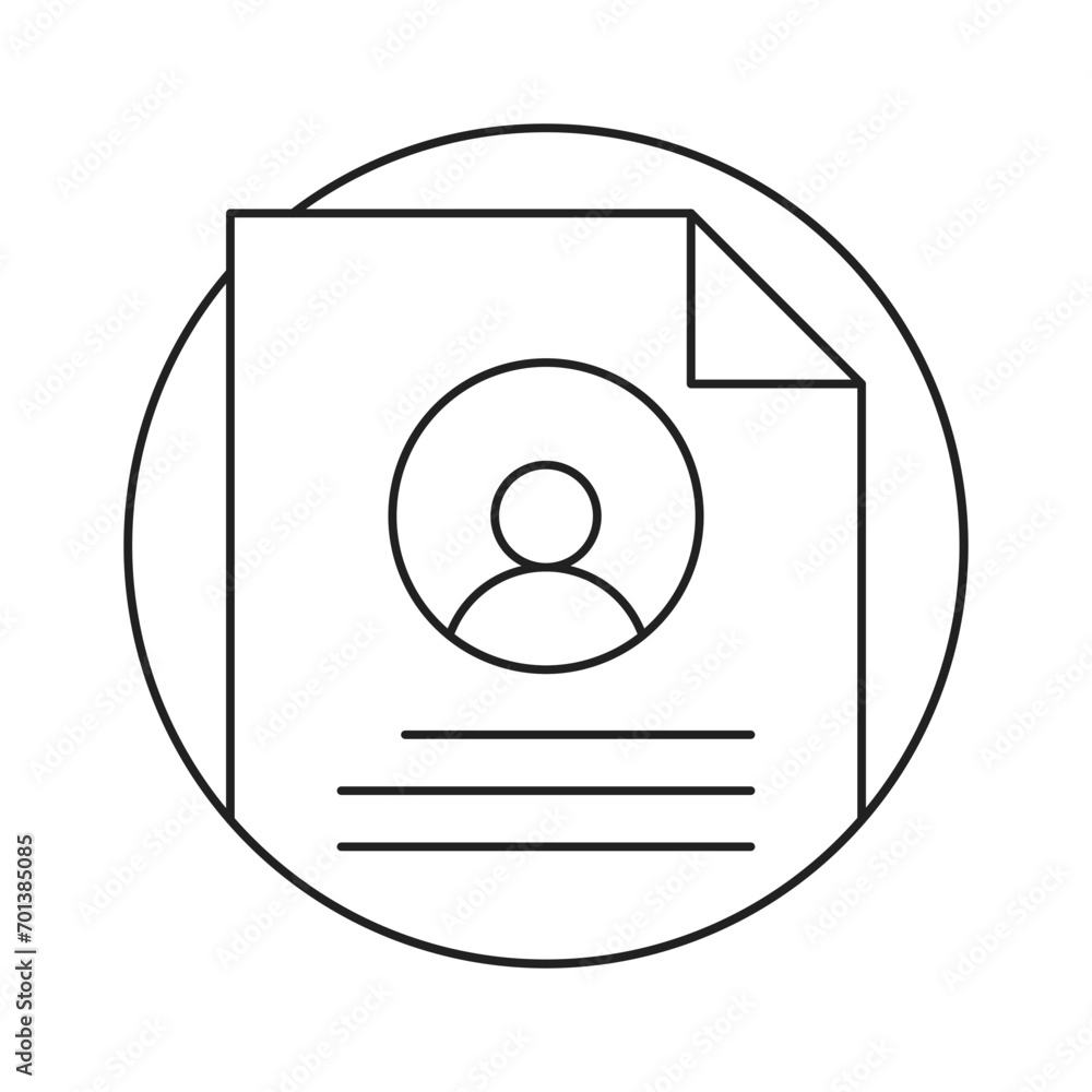 Poster employee data icon in outline style. simple user detail vector illustration — pixel-perfect icon.