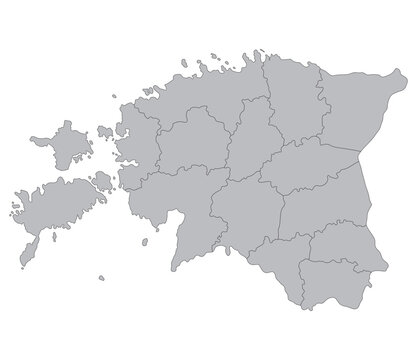 recommend clip art: Estonia map. Map of Estonia in administrative regions in grey color