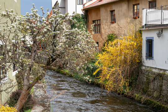 Vista del villaggio medievale Cesky Krumlov, Cechia