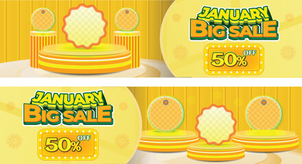 January 1 1 Big sale banner discount promotion background template payday sosial media 3