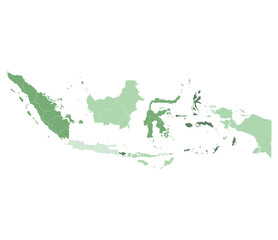 Indonesia map. Map of Indonesia in eight mains regions