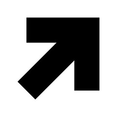 Upper right arrow icon in filled glyph style. Simple arrow symbol vector illustration &mdash; pixel-perfect icon.