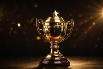A trophy or a cup with golden look