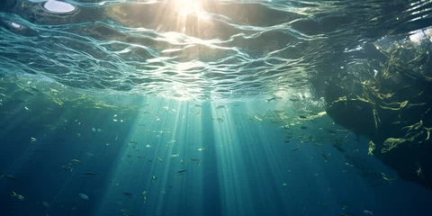 Selbstklebende Fototapeten Bubbly ocean with sunlight shining through in the Mediterranean of France. © ckybe