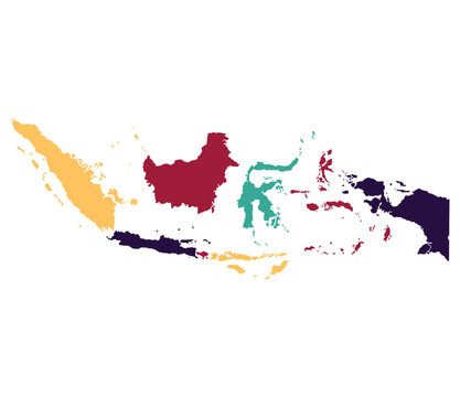 Indonesia map. Map of Indonesia in eight mains regions