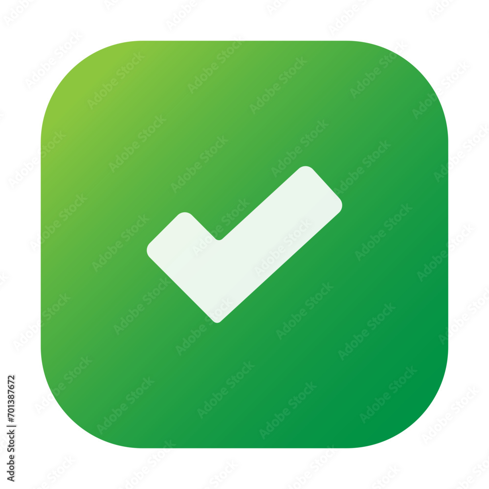 Poster checkmark icon in gradient colorful style. simple tick vector illustration — pixel-perfect icon.