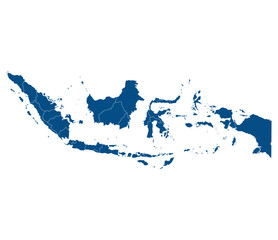 Obraz premium Indonesia map. Map of Indonesia in administrative provinces in blue color
