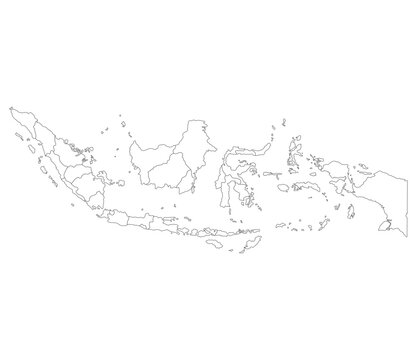 Indonesia map. Map of Indonesia in administrative provinces in white color