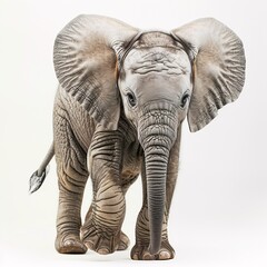 Baby Elephant Standing in White Snow Generative AI