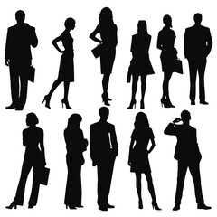 business people silhouettes vector illustration