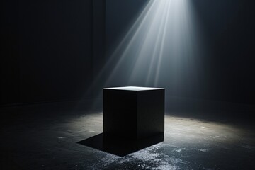 A Black Cube in a White Room Generative AI - obrazy, fototapety, plakaty