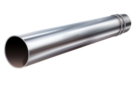 Steel pipe and connections on transparent background