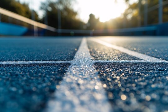 Tennis Court with Sunlight and Shadow Generative AI
