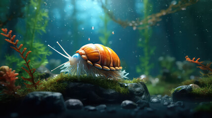 Daylight Funny Cute insect walking on green nature branches