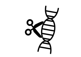 Icono de ADN con icono de una tijera. - obrazy, fototapety, plakaty