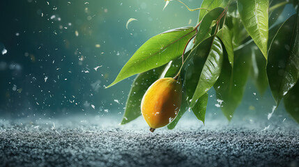 A photo of yellow fruits with nature on the snow falling effect - Powered by Adobe