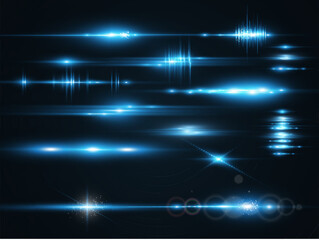 Set of bright light rays.Brigh light on the background.	
