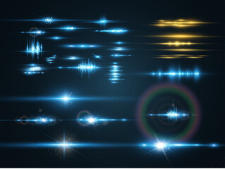 Set of bright light rays.Brigh light on the background.	

