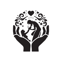 Affectionate Valentine: Silhouette of Love, Romantic Shadows, Ephemeral Embrace - Black vector Valentine Day Silhouette, Valentine Stock Vector
