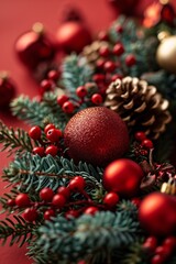 Red Christmas Tree Ornaments Generative AI