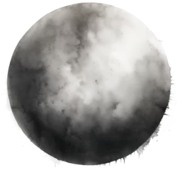 Fotobehang Dark grey watercolor circle with a transparent finish © Nina
