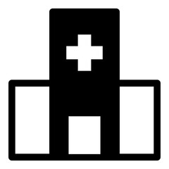 Obraz premium Hospital icon in solid style. Simple medical symbol vector illustration — pixel-perfect icon.