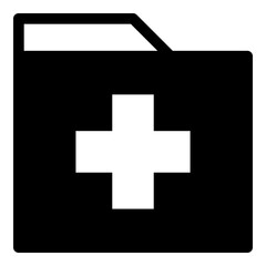 Obraz premium Medical folder icon in solid style. Simple medical symbol vector illustration — pixel-perfect icon.