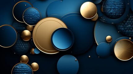 blue abstract background with luxury golden elements.Generative AI