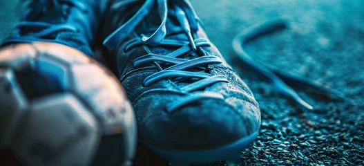 Fototapeten Blue and Gray Soccer Shoe with Blue Laces Generative AI © Bipul Kumar