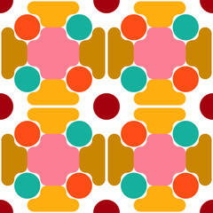   Bright, seamless pattern of geometric shapes.