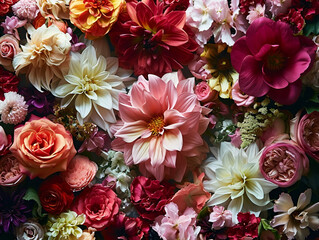Close up of colorful variety flowers