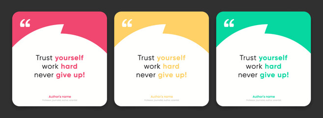 3D bubble testimonial banner, quote, infographic. Social media post template designs for quotes. Empty speech bubbles, quote bubbles and text box. Vector Illustration EPS10.