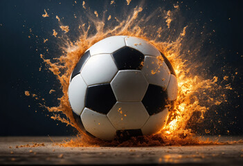 Un ballon de football qui explose au sol - Generative AI