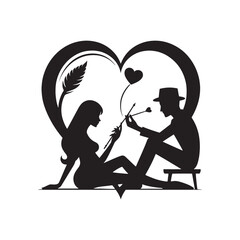 Romantic Elegance of Valentine Day: Loving Silhouette, Affectionate Shadows, Ephemeral Embrace - Black vector Valentine Day Silhouette, Valentine Stock Vector
