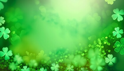 green abstract background with four-leaf clover