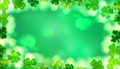 Fototapeta premium green abstract background with four-leaf clover